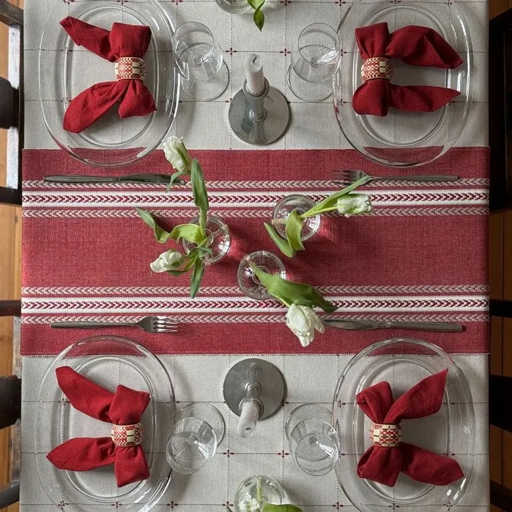 Table linen - SERVIETTE RECYCLÉE 2-PACK ELIN, ROUGE FONCÉ 45x45cm - BY WILLE