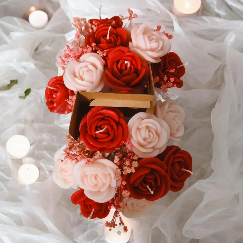 Candles - Artisan Flower Candle Bouquet Basket–Scented Collection - WIRAWIRI