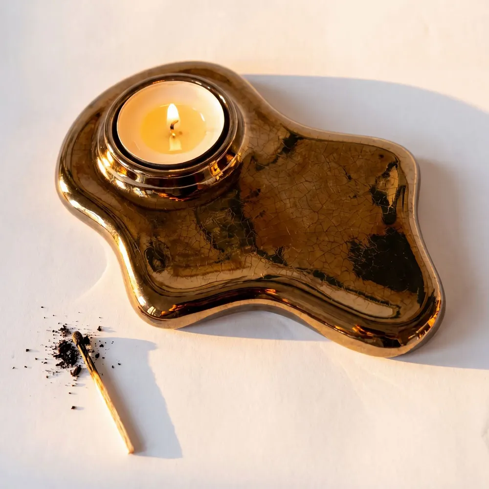 Bougeoirs et photophores  - ALCHEMY Photophore – Ash Gold - HOUBI
