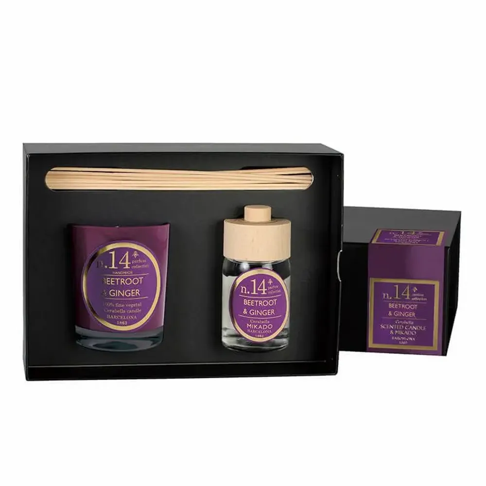 Bougies - NUMBERS NUM.14 BEETROOT & GINGER SET OF CANDLE AND DIFFUSER - CERABELLA SL