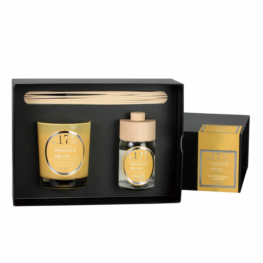 Bougies - NUMBERS NUM.17 MANGO & MELON SET OF CANDLE AND DIFFUSER - CERABELLA SL