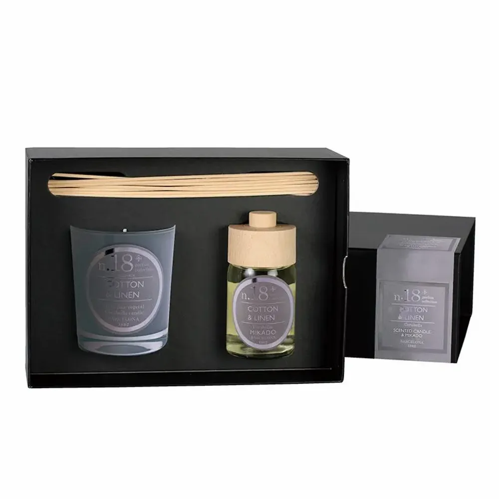 Bougies - NUMBERS NUM.18 COTTON & LINEN SET OF CANDLE AND REFILL - CERABELLA SL