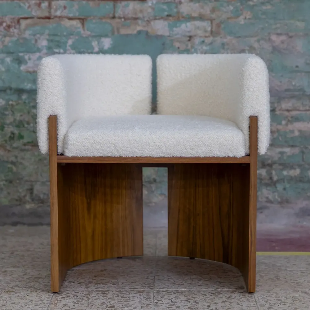 Chaises pour collectivités - Chaise salle à manger Julius 10Y en bois Mutenye satiné & Bouclé blanc - DUISTT