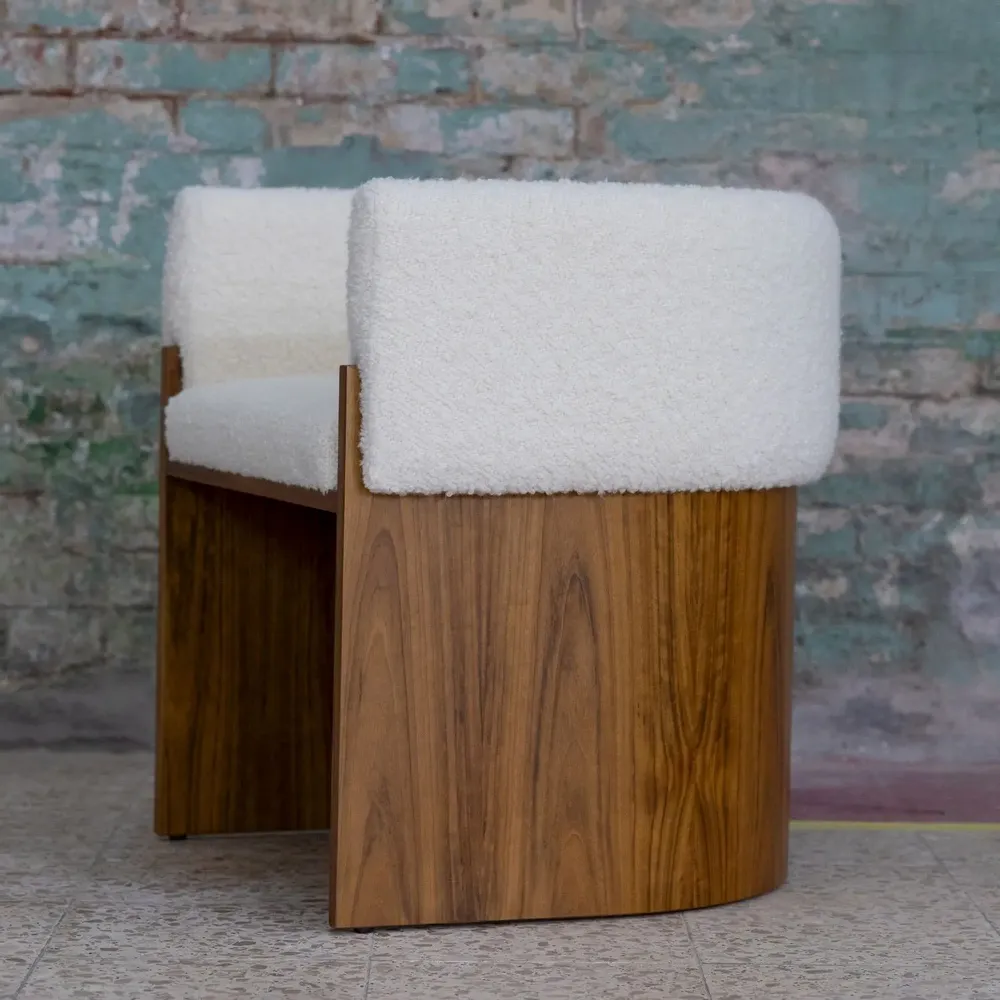 Chaises pour collectivités - Chaise salle à manger Julius 10Y en bois Mutenye satiné & Bouclé blanc - DUISTT
