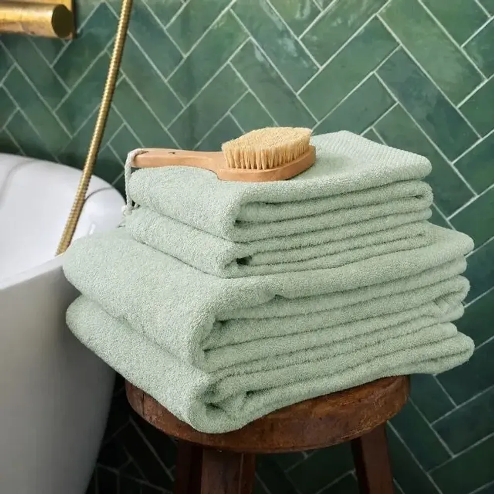 Serviettes de bain - SERVIETTE DE TOILETTE DALARÖ, VERT 50x70cm 100 % coton, 580 g/m2 - BY WILLE