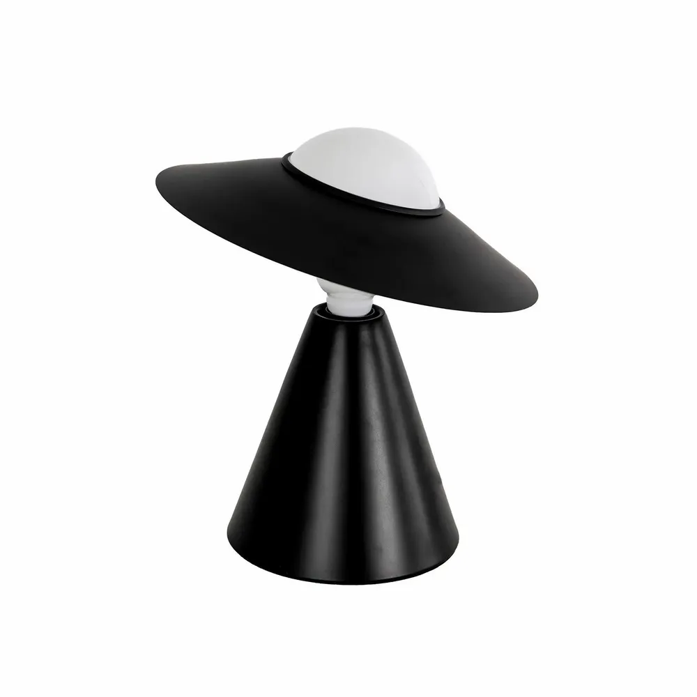 Lampes à poser - Lampe de table en verre blanc et acier noir - ANGEL CERDÁ