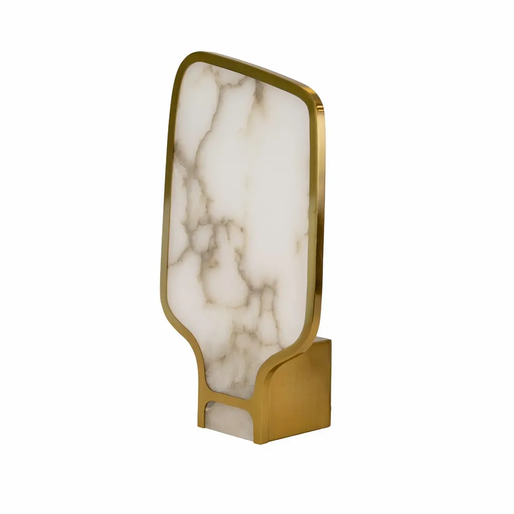 Table lamps - Table lamp in natural Alabaster stone and polished gold steel - ANGEL CERDÁ