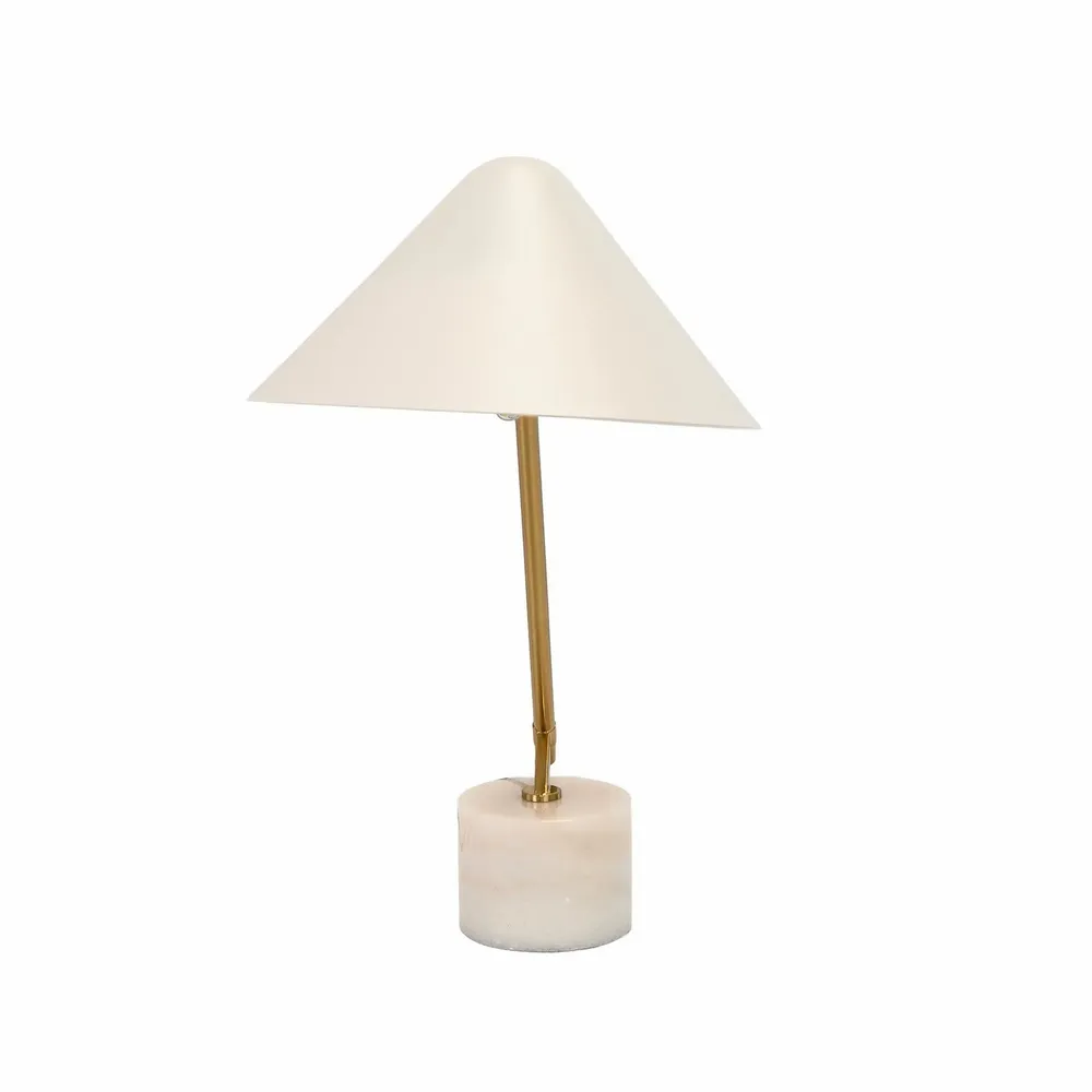 Lampes à poser - Lampe de table en acier blanc et acier poli doré avec base en marbre céramique - ANGEL CERDÁ