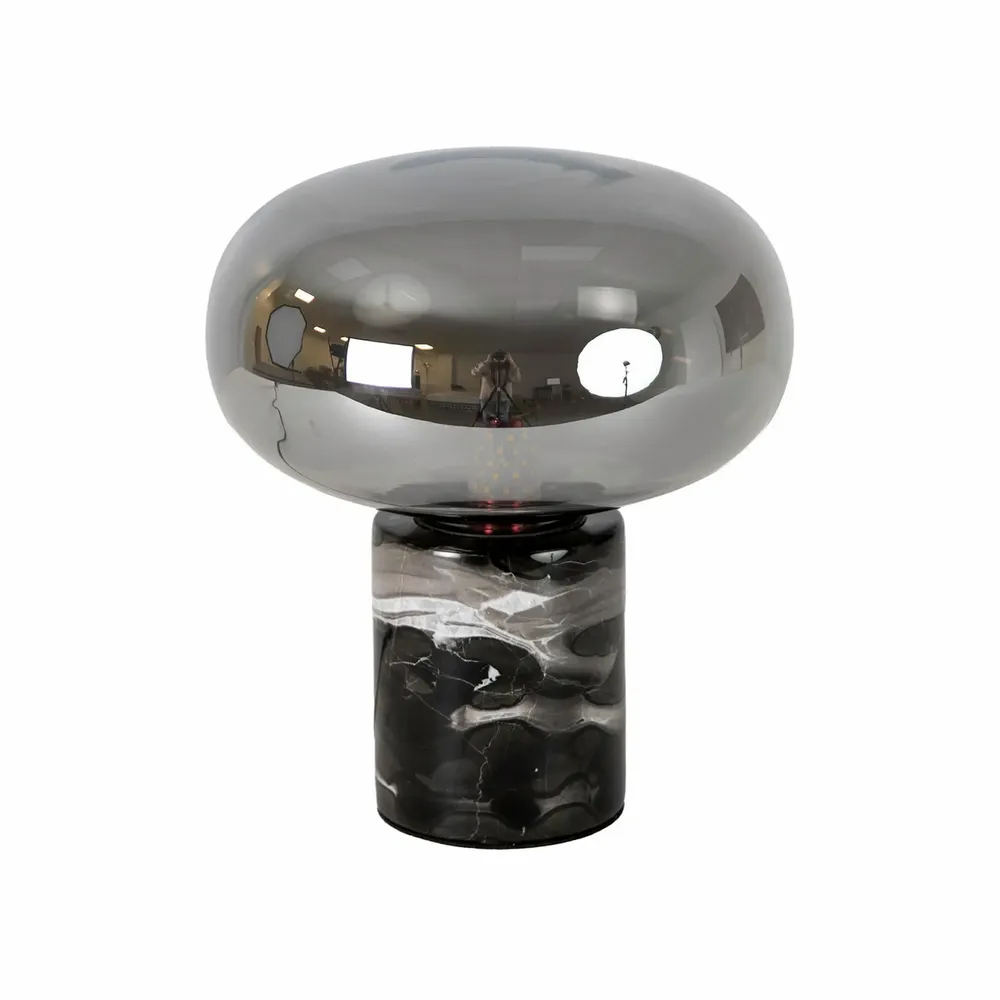 Table lamps - Table lamp in grey smoked mirror-effect glass and porcelain marble - ANGEL CERDÁ