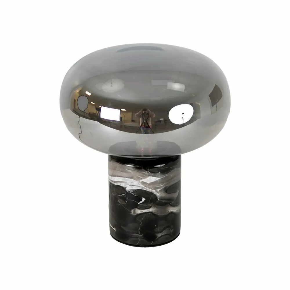 Table lamps - Table lamp in grey smoked mirror-effect glass and porcelain marble - ANGEL CERDÁ