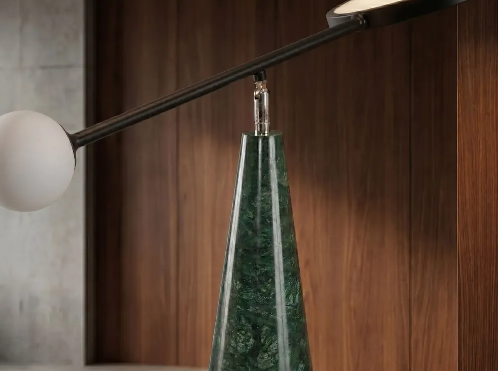 Lampes à poser - Lampe de table en acier noir et marbre céramique - ANGEL CERDÁ