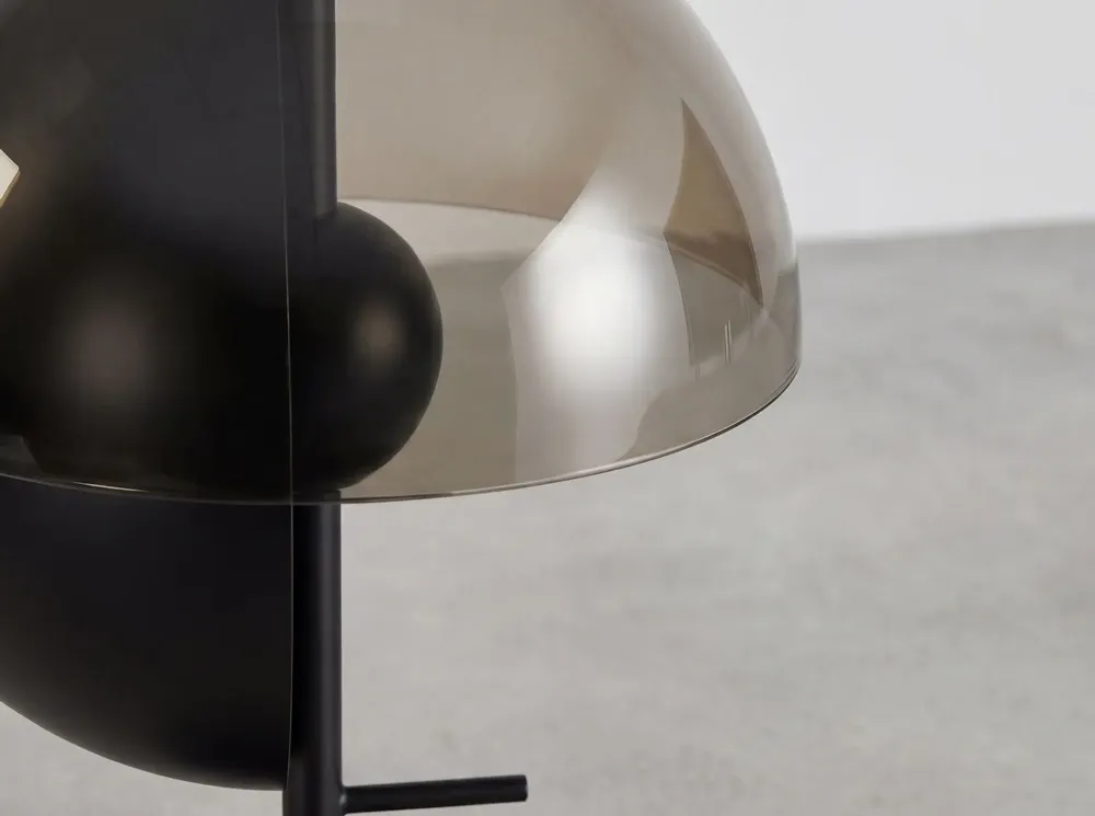 Lampes à poser - Lampe de table en verre fumé ambre et acier noir et blanc avec base en acier noir - ANGEL CERDÁ