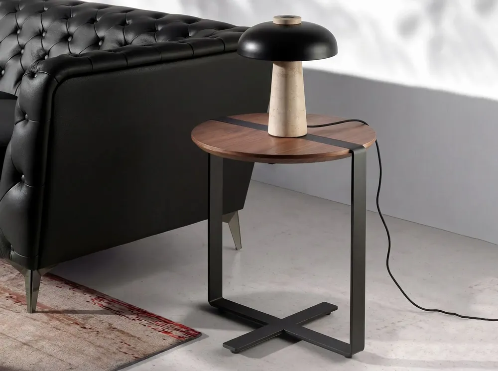 Lampes à poser - Lampe de table en acier noir et marbre céramique - ANGEL CERDÁ