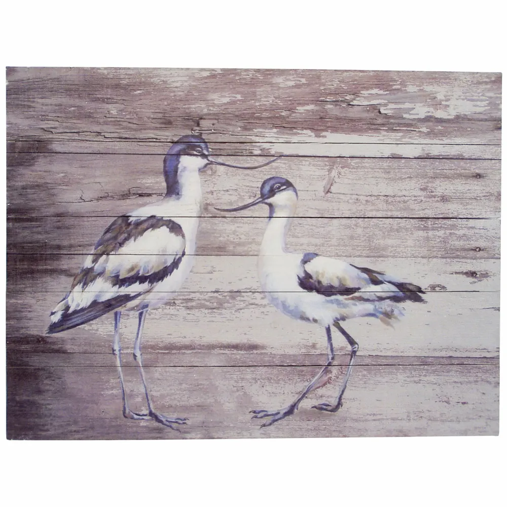 Tableaux - Tableau avocettes élégantes sur base bois (pin) - dim. 33x25 cm - TRADE WINDS