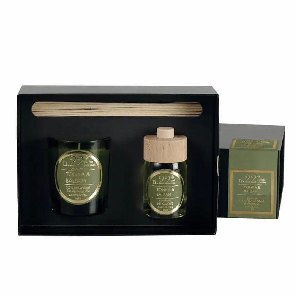 Candles - NUMBERS COLLECTION NUM.22 TONKA & BALSAM SET OF CANDLE AND DIFFUSER - CERABELLA SL