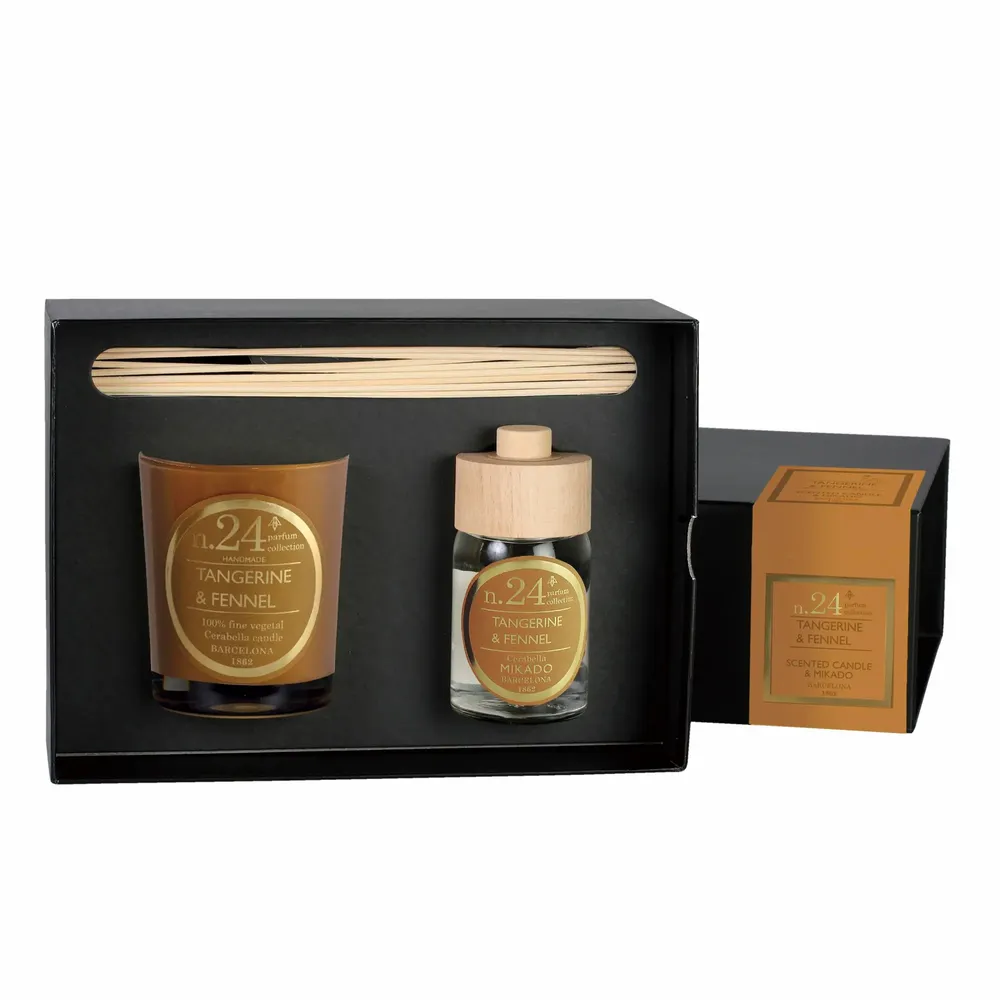 Bougies - NUMBERS NUM.24 TANGERINE & FENNEL SET OF CANDLE AND DIFFUSER - CERABELLA SL