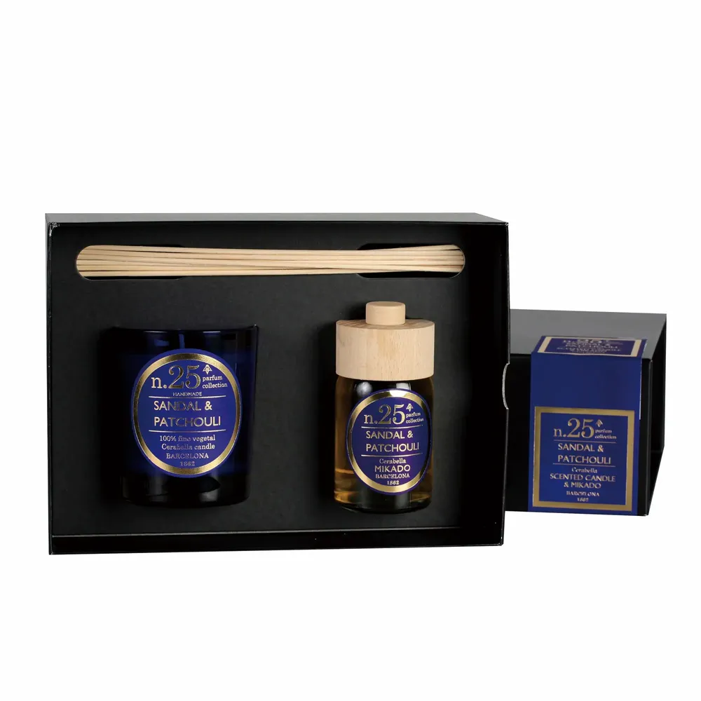 Candles - NUMBERS COLLECT NUM.25 SANDAL & PATCHOULI SET OF CANDLE AND DIFFUSER - CERABELLA SL