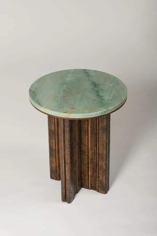 Other tables - Side Table in wood and marble - Alice - ESMERY EBENISTERIE