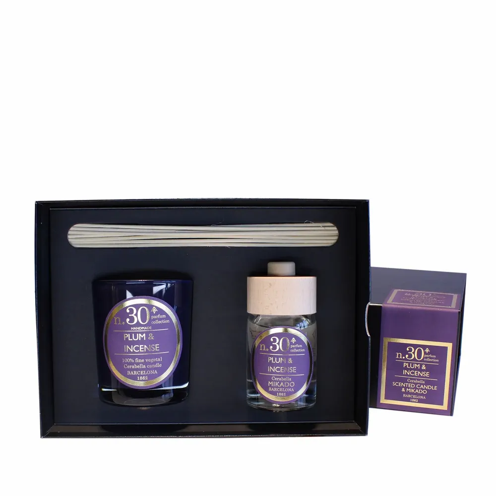 Bougies - NUMBERS NUM.30 PLUM & INCENSE SET OF CANDLE AND DIFFUSER - CERABELLA SL