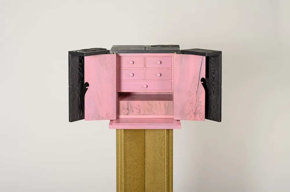 Writing desks - Wooden and brass Secretary - Pierre-Charbel - ESMERY EBENISTERIE