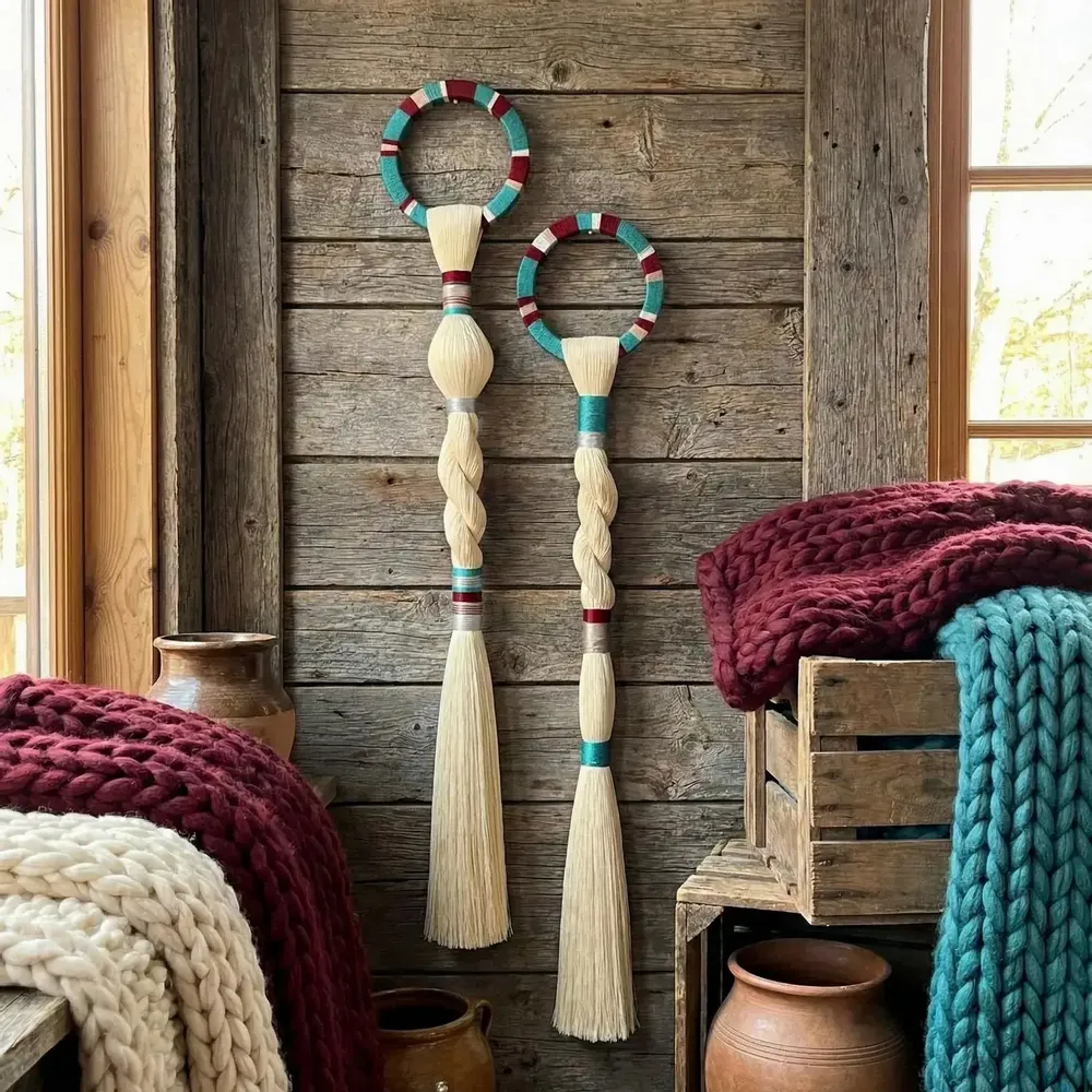 Other wall decoration - Twisted Harmony: 2-Piece Handmade Braided Macrame Wall Installation - SARMAL DESIGN