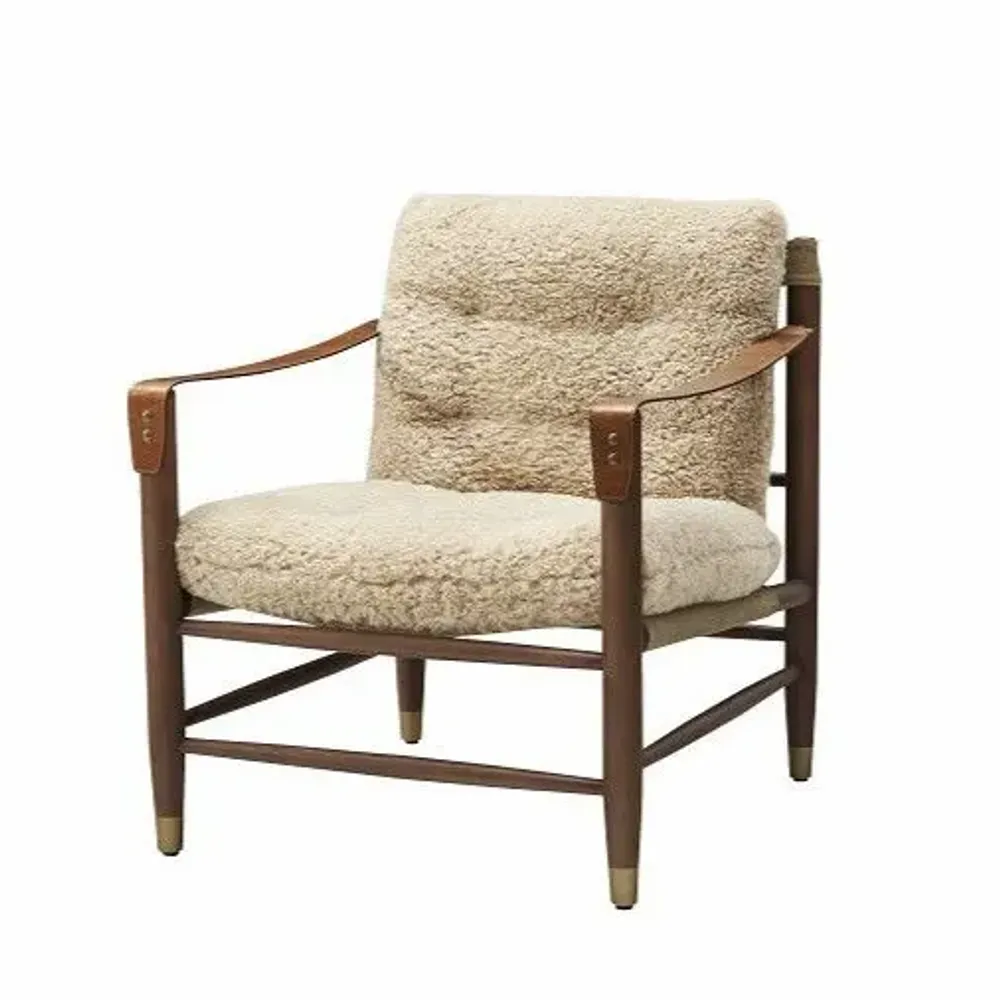 Objets design - FAUTEUIL 'LODGE' FAUSSE PEAU DE MOUTON CAMEL - FANCY