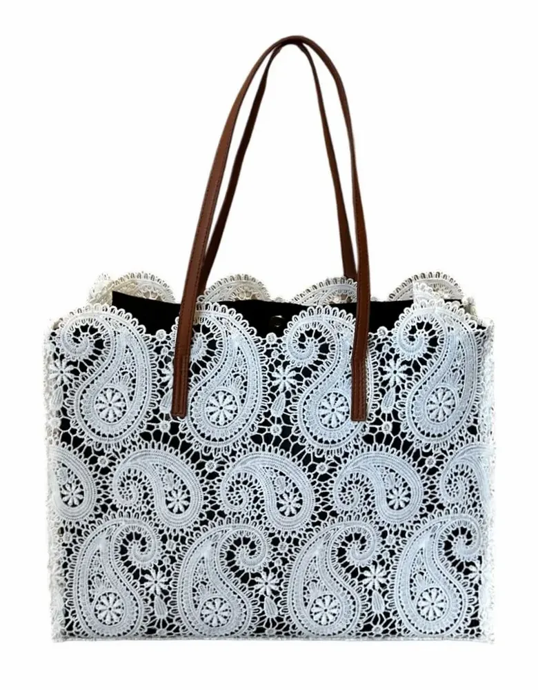 Sacs et cabas - Cabas dentelle blanc - ROLANDE DU DREUILH  LACE JEWEL