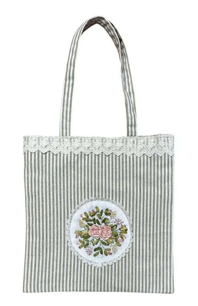 Sacs et cabas - Tote Bag rayé en dentelle fleuri - ROLANDE DU DREUILH  LACE JEWEL