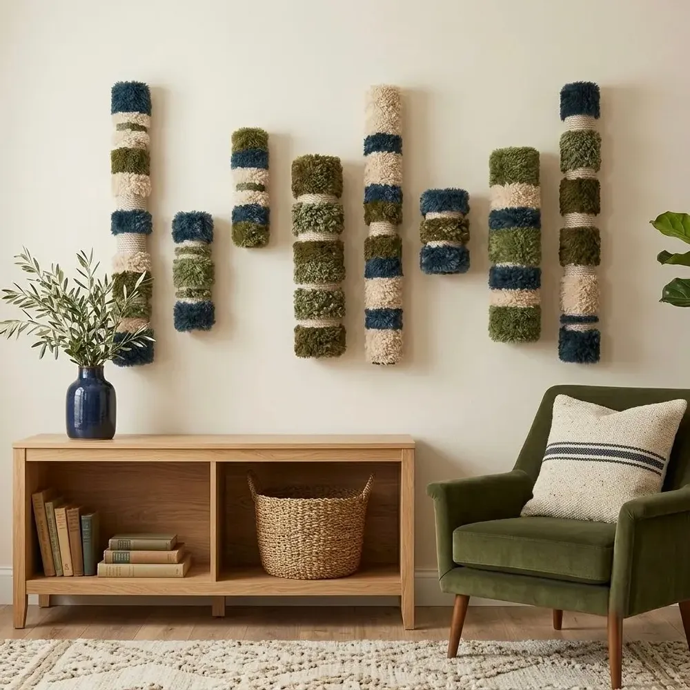 Other wall decoration - Moss & Ocean Totems: Multi-Piece Textured Wall Installation Set - SARMAL DESIGN