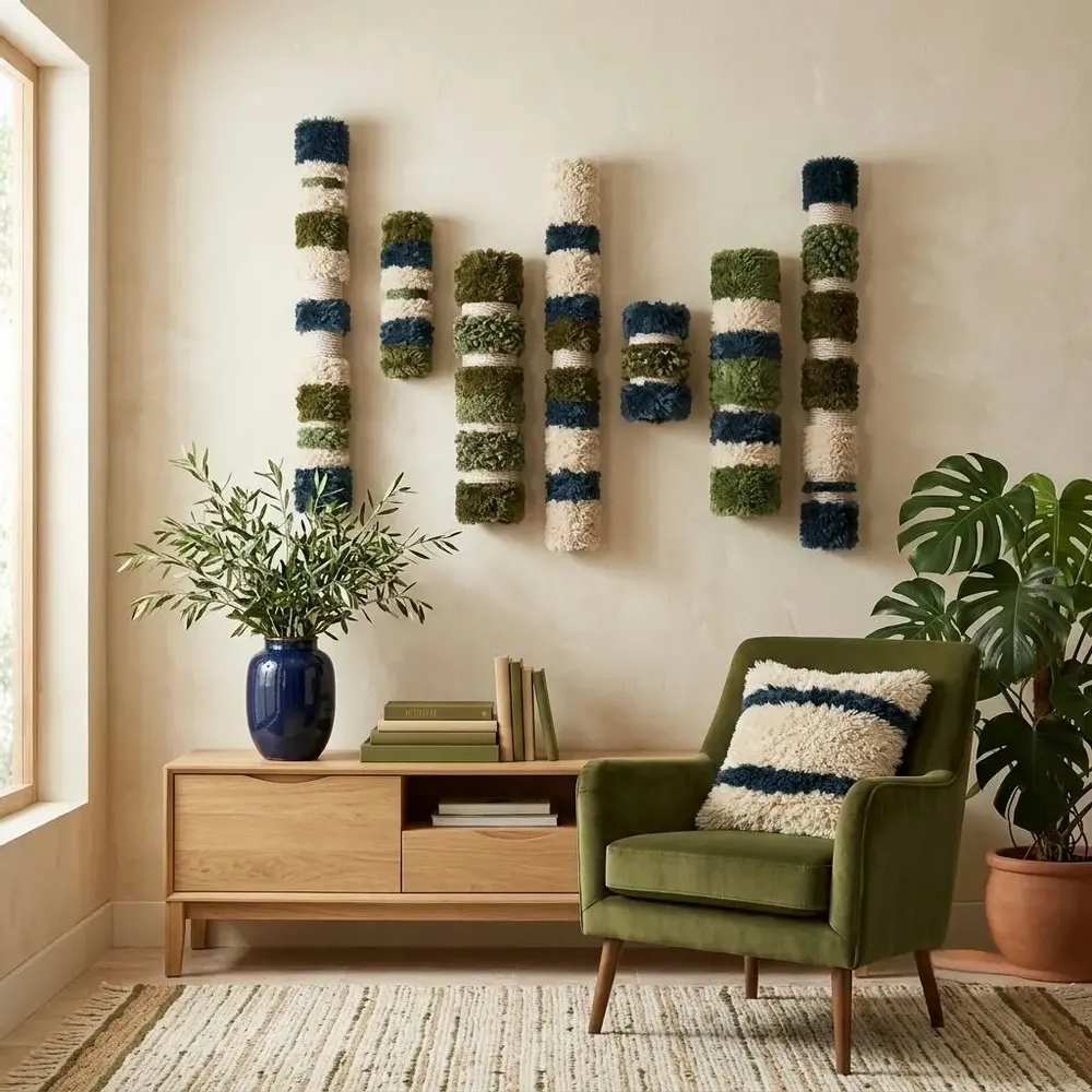 Other wall decoration - Moss & Ocean Totems: Multi-Piece Textured Wall Installation Set - SARMAL DESIGN