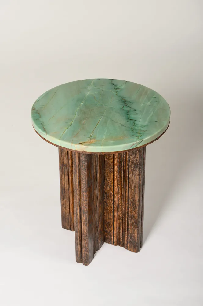 Other tables - Side Table in wood and marble - Alice - ESMERY EBENISTERIE