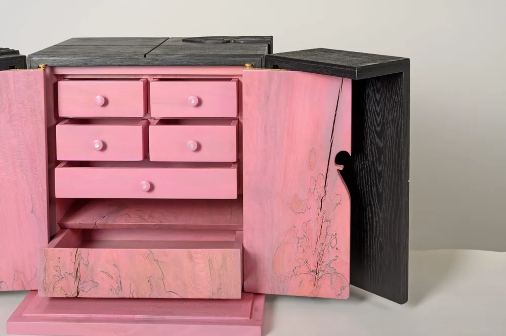 Writing desks - Wooden and brass Secretary - Pierre-Charbel - ESMERY EBENISTERIE