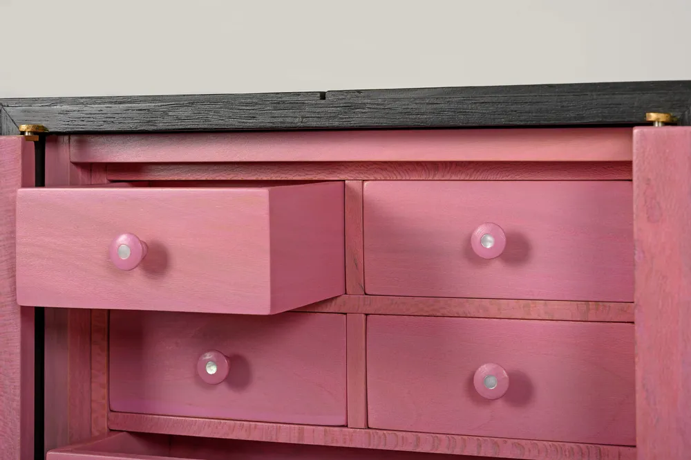 Writing desks - Wooden and brass Secretary - Pierre-Charbel - ESMERY EBENISTERIE