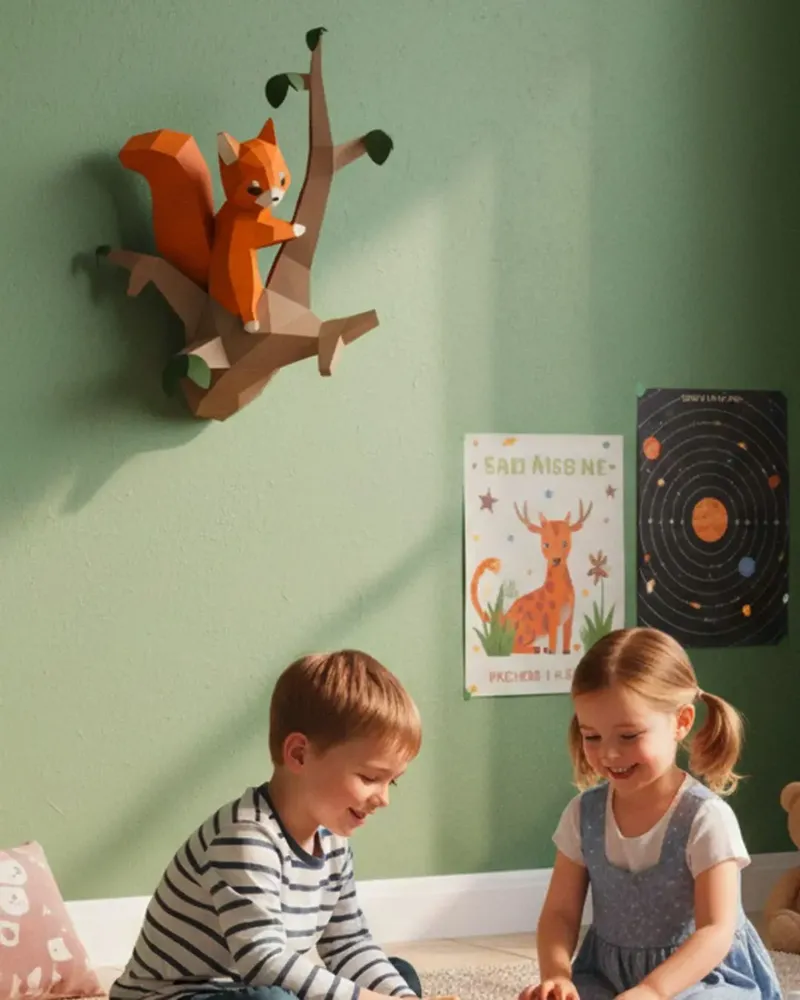 Children's decorative items - Paper Squirrel DIY Wall Decor Kits - MOKI MOKI