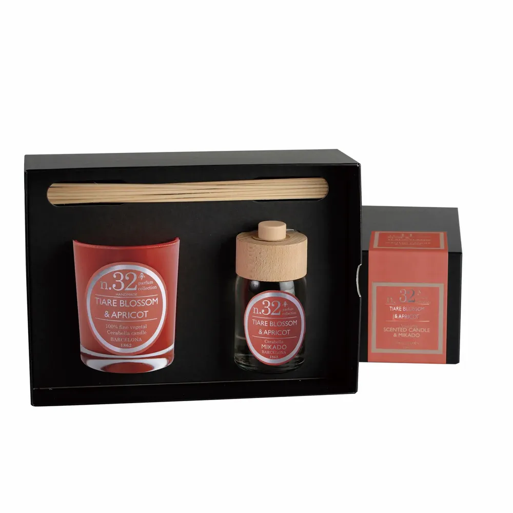 Bougies - NUMBERS NUM.32 TIARE BLOSSOM & APRICOT SET OF CANDLE AND DIFFUSER - CERABELLA SL