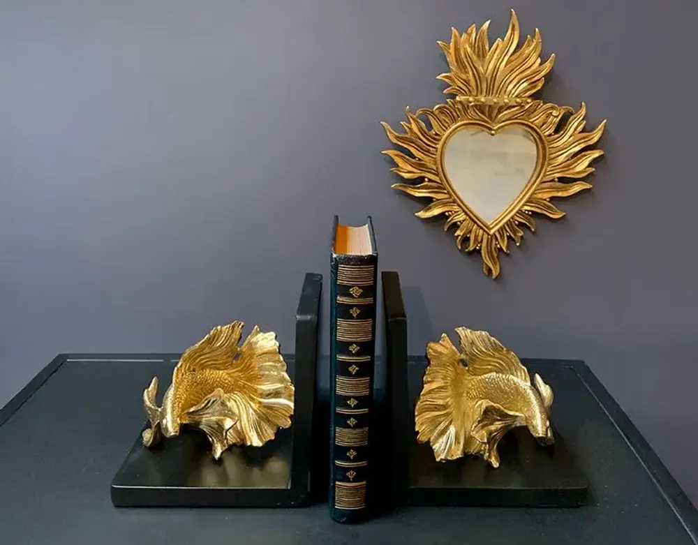 Objets de décoration - SERRE LIVRES POISSON NOIR ET DORÉ 25.8X8.5X12.7CM - EMDE