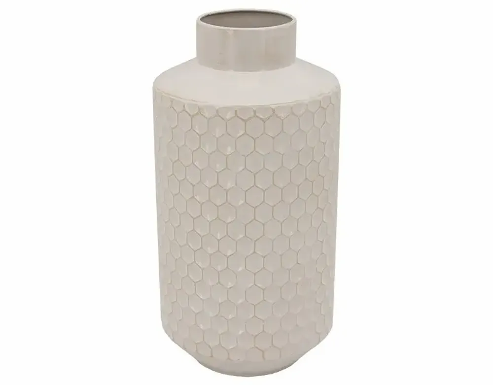Decorative objects - WHITE METAL VASE 18.5X36CM - EMDE