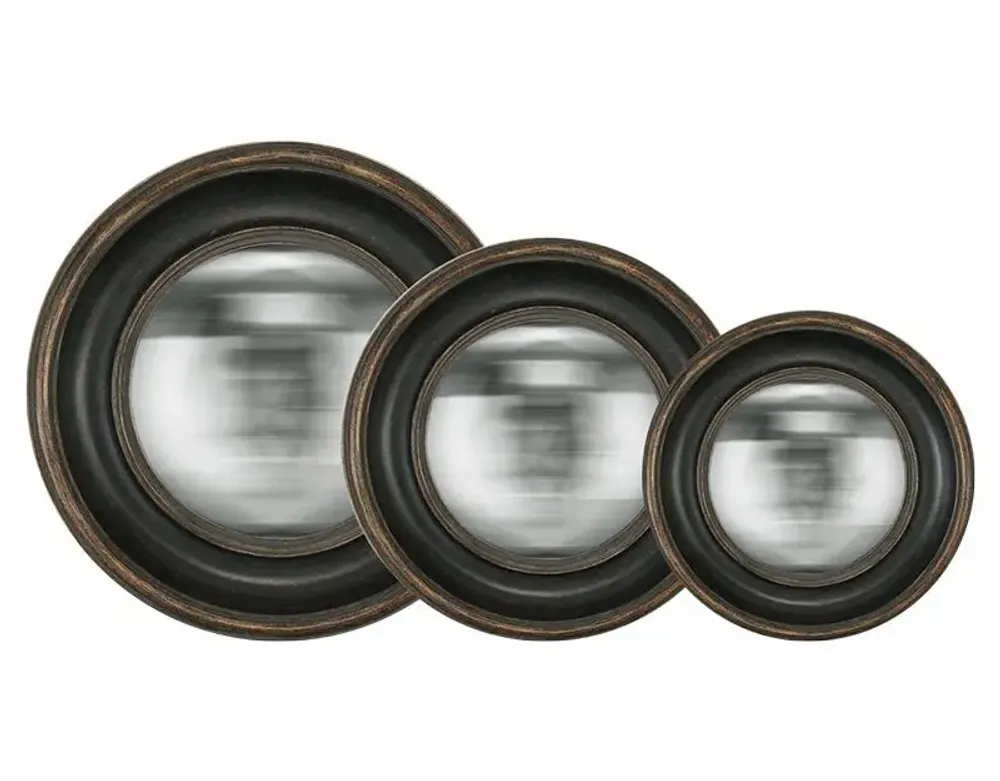 Decorative objects - SET OF 3 BLACK CONVEX ROUND MIRRORS 16, 19, 23CM - EMDE