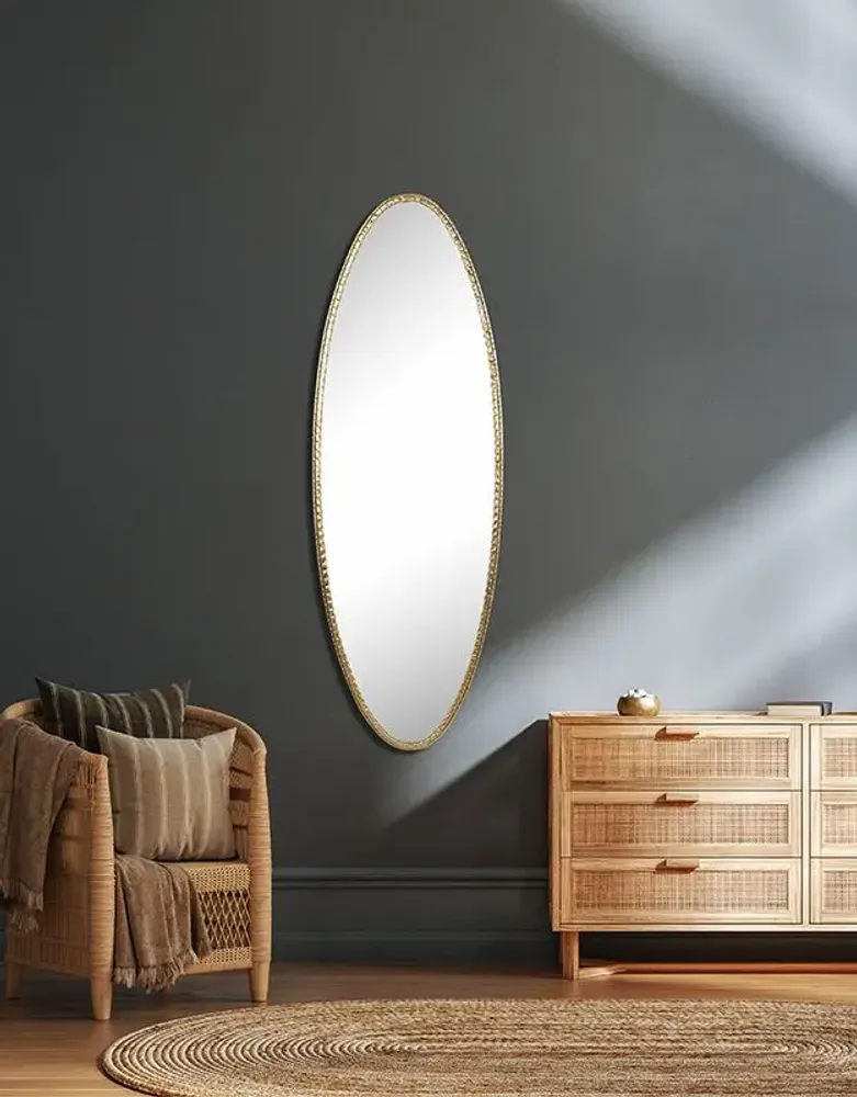 Decorative objects - GOLD METAL OVAL DECORATIVE MIRROR 41X120CM - EMDE