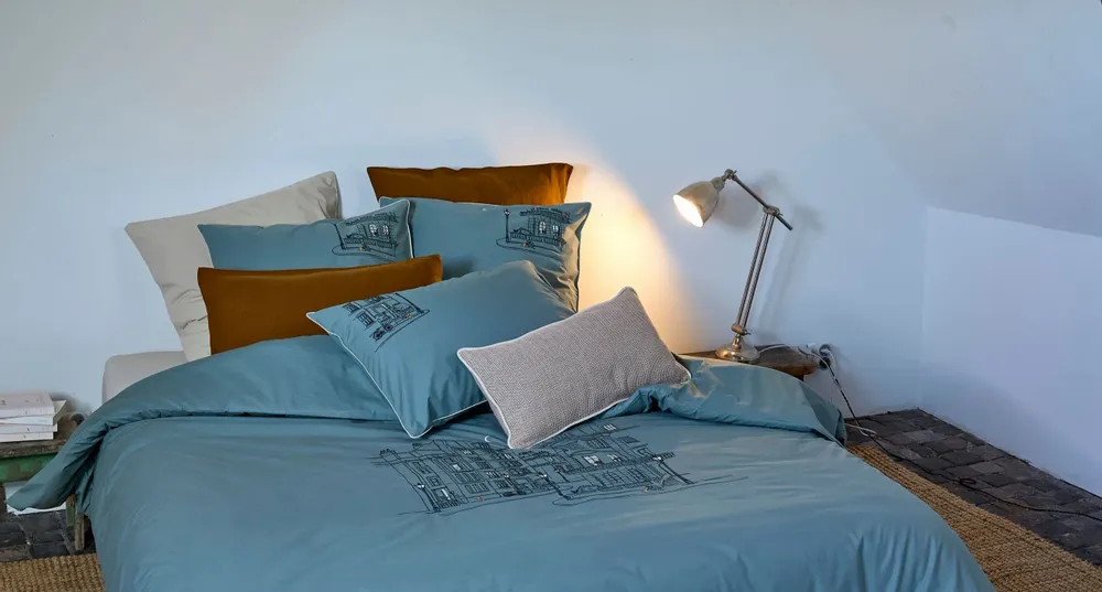 Linge de lit - PARURE DE LIT BRODÉE EN PERCALE DE COTON LONDRES - SYLVIE THIRIEZ