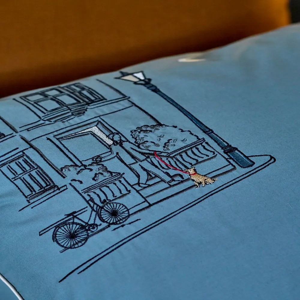 Linge de lit - PARURE DE LIT BRODÉE EN PERCALE DE COTON LONDRES - SYLVIE THIRIEZ