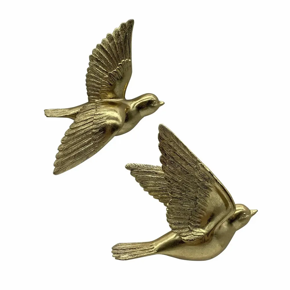 Decorative objects - SET OF 2 GOLD BIRD WALL DECORATIONS 12.5X15CM - EMDE