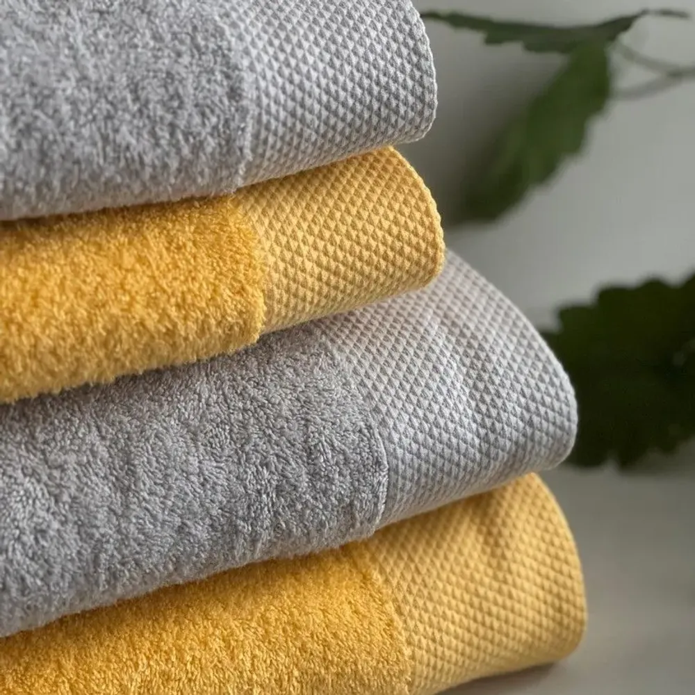 Serviettes de bain - SERVIETTE DE TOILETTE DALARÖ, JAUNE 30x50cm 100%coton 580g/m2 - BY WILLE