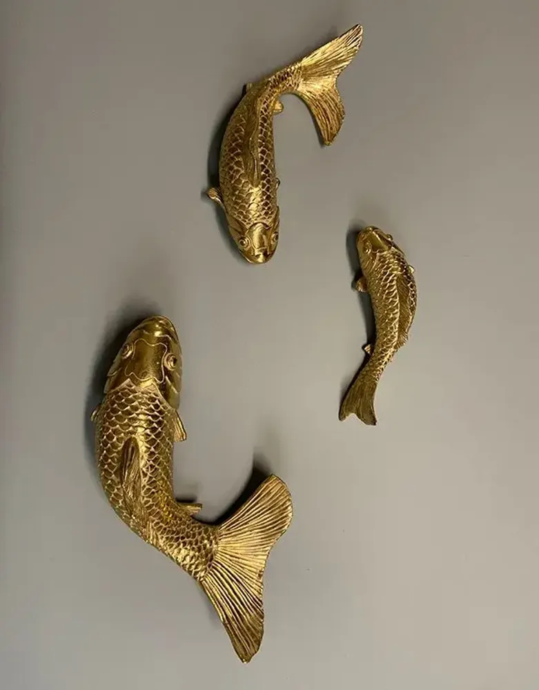 Decorative objects - SET OF 3 GOLD CARP WALL DECORATIONS H: 24/18/15.5CM - EMDE