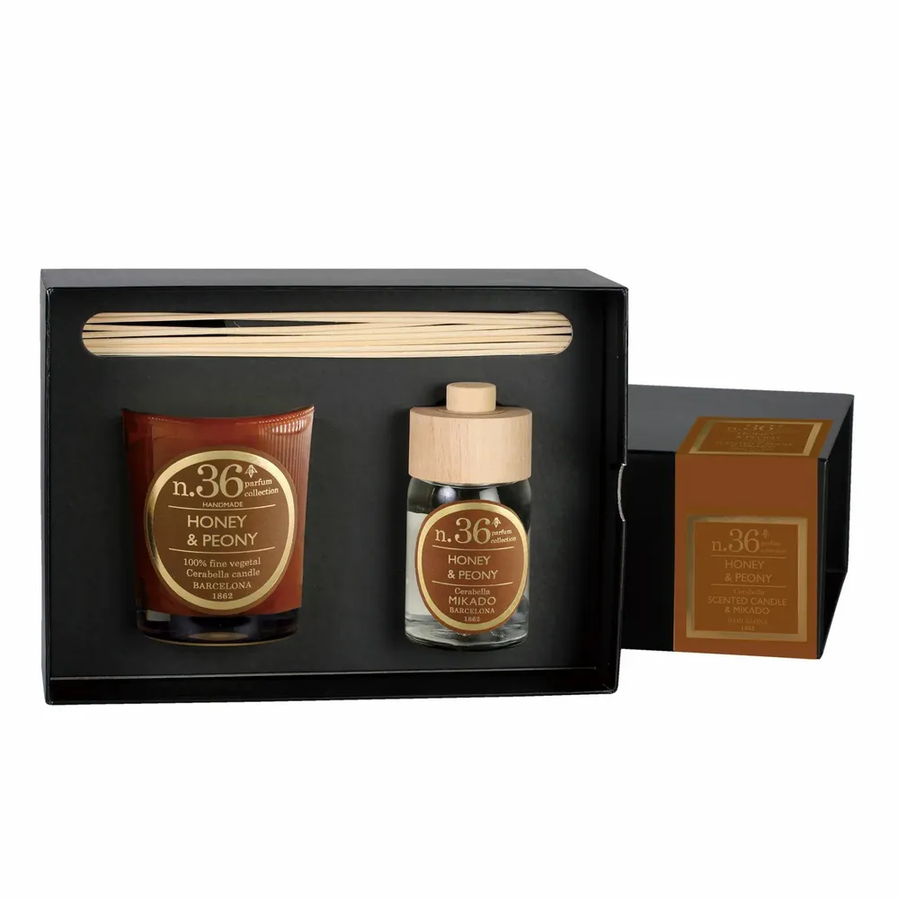 Bougies - NUMBERS NUM.36 HONEY & PEONY SET OF CANDLE AND DIFFUSER - CERABELLA SL