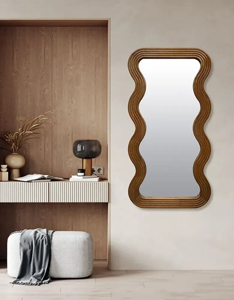 Decorative objects - HONEY WOOD WAVE MIRROR 60X120CM - EMDE