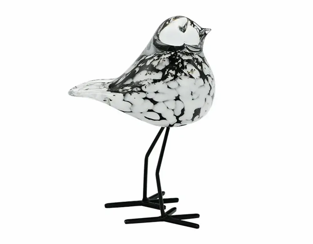 Decorative objects - BLACK AND WHITE GLASS BIRD ON STAND 11X8.5X15CM - EMDE