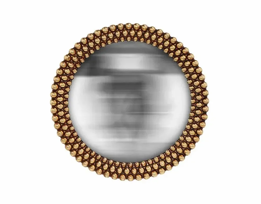 Decorative objects - GOLD CONVEX BEADED MIRROR 17.3CM - EMDE