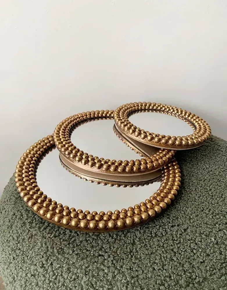 Decorative objects - GOLD CONVEX BEADED MIRROR 17.3CM - EMDE