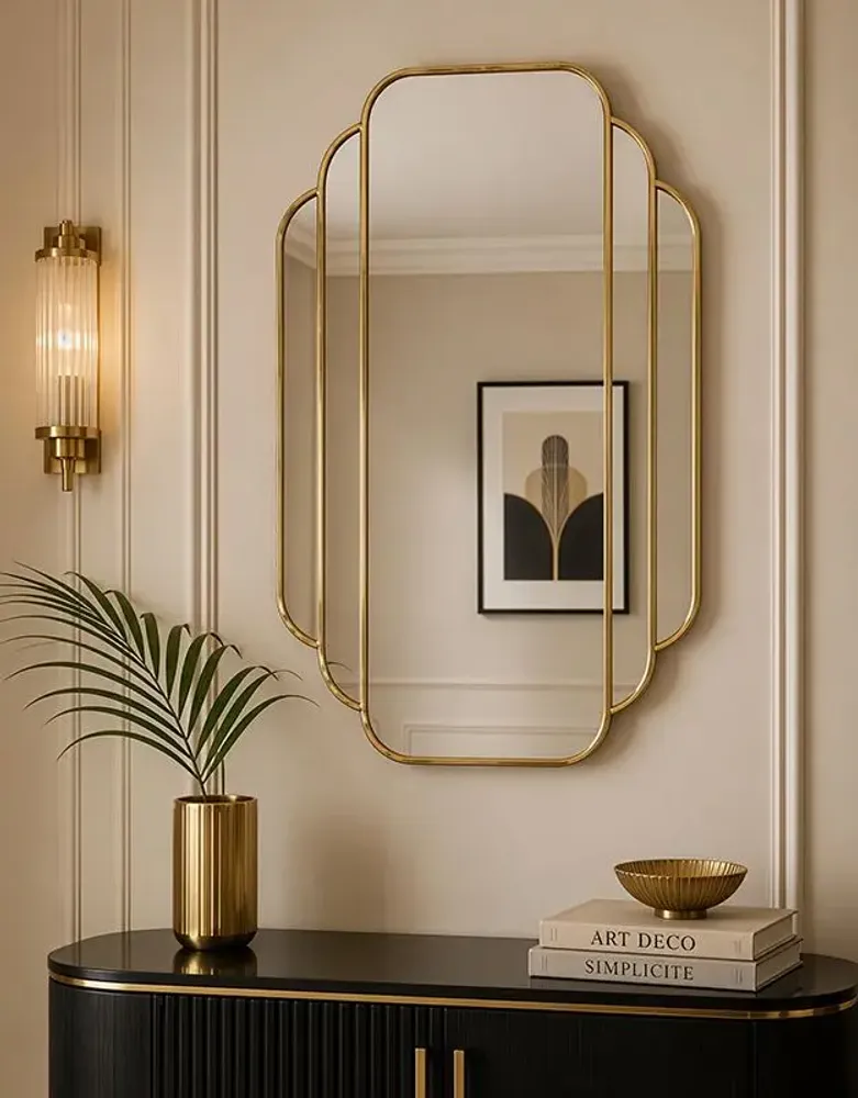 Decorative objects - GOLD METAL ART DECO MIRROR 60X85CM - EMDE